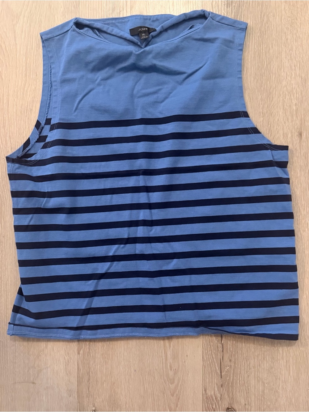 J.Crew Re-Imagined Striped Sleeveless Top XL Blue Navy 100% Cotton Tank